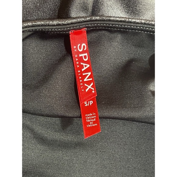 SPANX Leggings Womens Small Black Faux Leather High‎ Waist Stretch Slimming 2437 - Picture 3 of 8